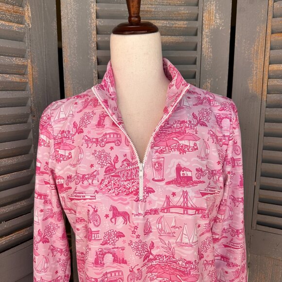 Katherine Way Ana Maria 1/4 Zip Pullover Mackinac Pink Pony Sz S NWT - Picture 3 of 16